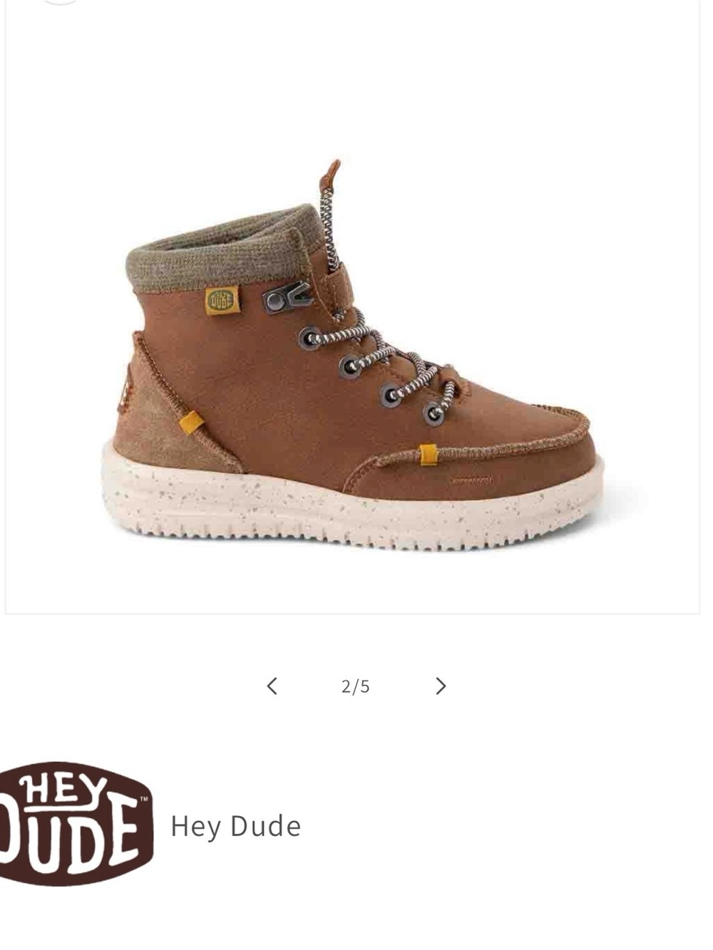 Hey Dude Kids Bradley Boot in Brown with Cream Sole - Picture 2 of 5